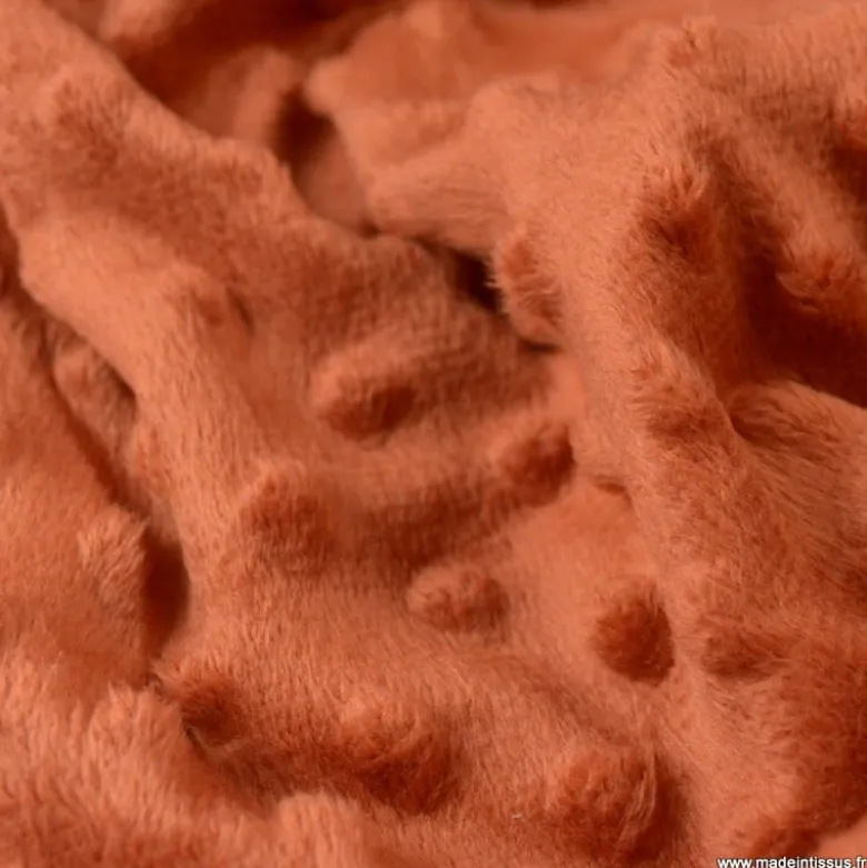 Tissu minky pois Terracotta - OEKO TEX