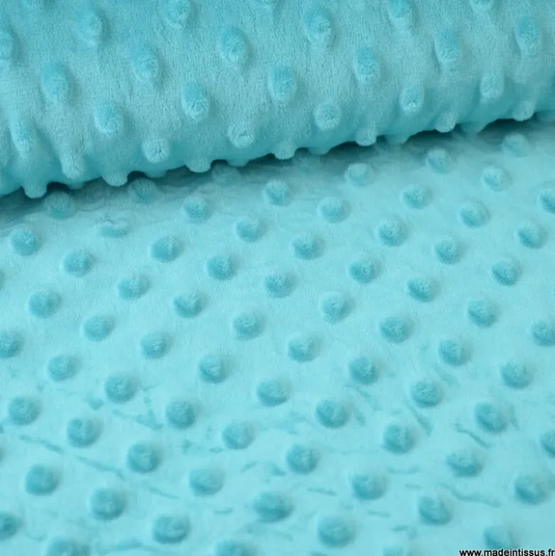 Tissu minky pois Turquoise