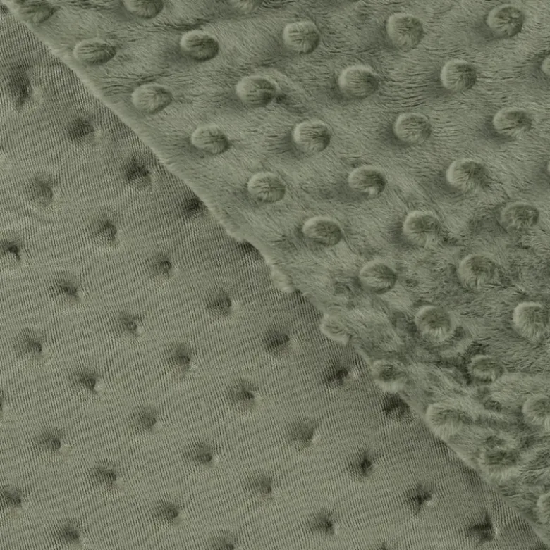Tissu minky pois Vert kaki - OEKO TEX