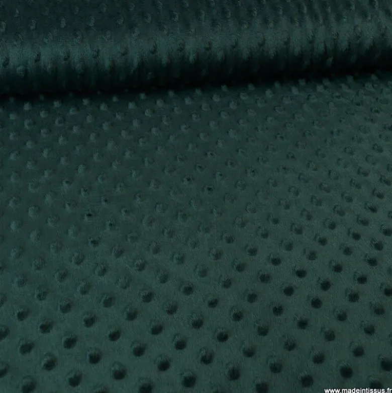 Tissu minky pois vert sapin - OEKO TEX