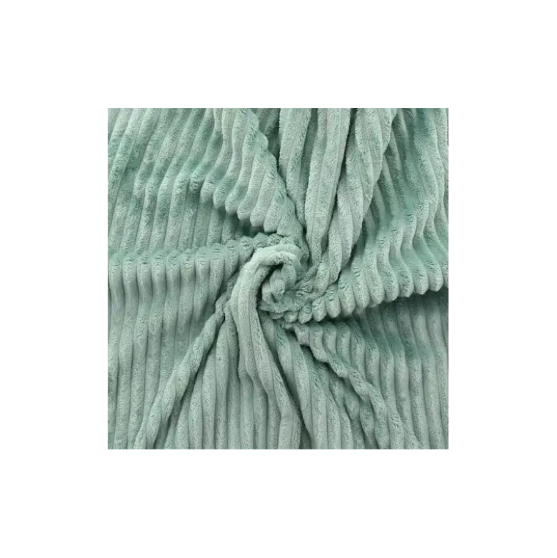 Tissu minky Rayures côtelé coloris Vert de gris - OEKO TEX