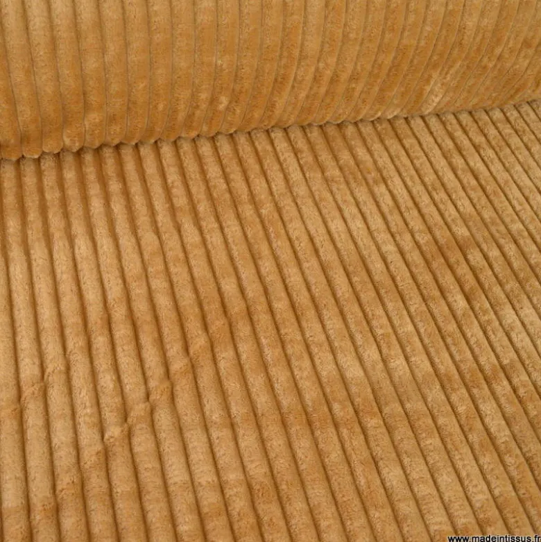 Tissu minky Rayures côtelé coloris Camel - OEKO TEX