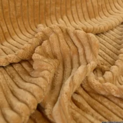 Tissu minky Rayures côtelé coloris Camel - OEKO TEX