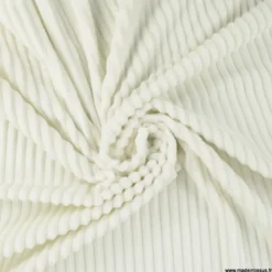 Tissu minky Rayures côtelé Ernest coloris Blanc cassé Milk