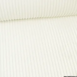 Tissu minky Rayures côtelé Ernest coloris Blanc cassé Milk