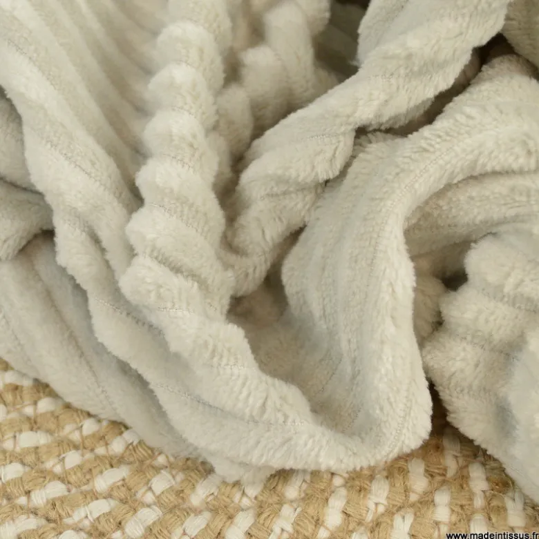 Tissu minky Rayures côtelé Ernest coloris Lin