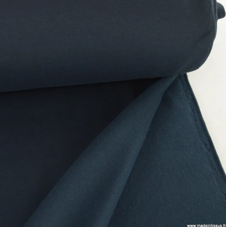 Tissu molleton sweat uni bleu marine - OEKO TEX