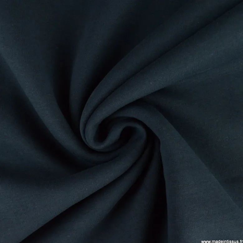 Tissu molleton sweat uni bleu marine - OEKO TEX