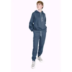 Tissu molleton sweat uni bleu indigo foncé - OEKO TEX