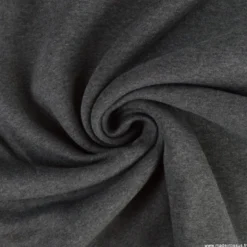 Tissu molleton sweat uni gris anthracite chiné - OEKO TEX
