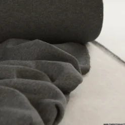 Tissu molleton sweat uni gris anthracite chiné - OEKO TEX