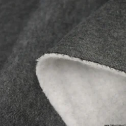 Tissu molleton sweat uni gris anthracite chiné - OEKO TEX
