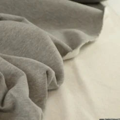 Tissu molleton sweat uni gris chiné - OEKO TEX