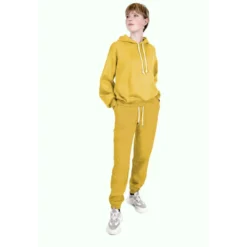 Tissu molleton sweat uni jaune - OEKO TEX