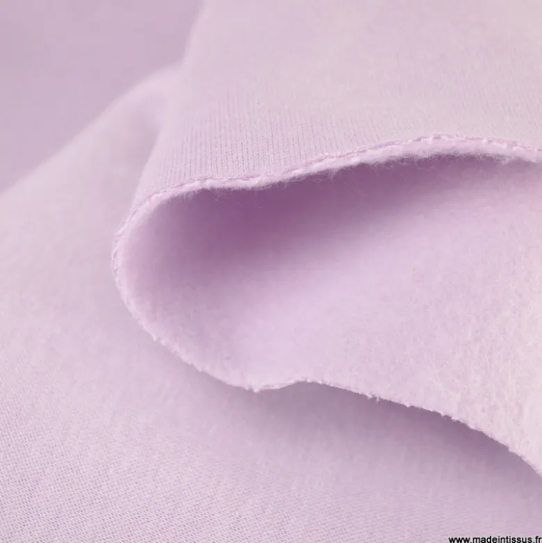 Tissu molleton sweat uni lavande - OEKO TEX