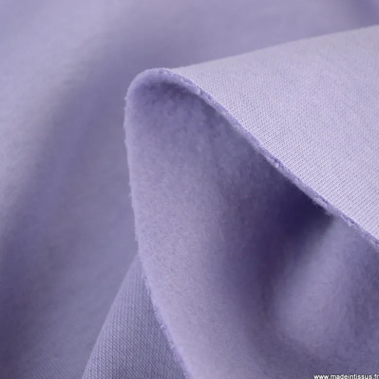 Tissu molleton sweat uni Lilas - OEKO TEX