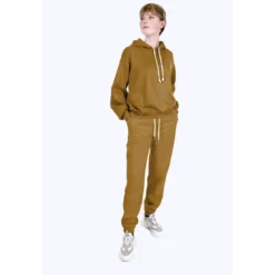 Tissu molleton sweat uni moutarde - OEKO TEX