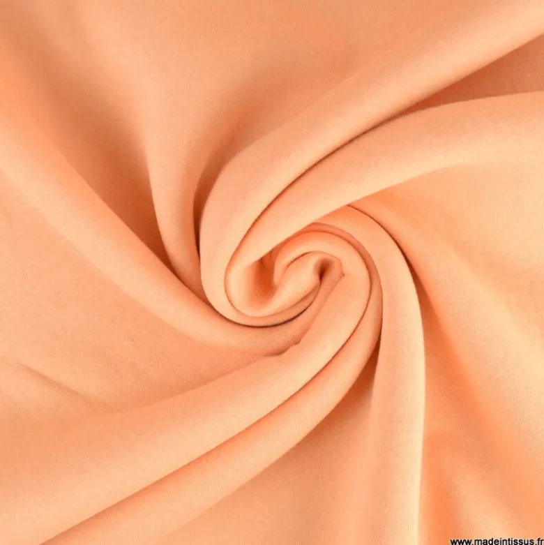 Tissu molleton sweat uni Pêche - OEKO TEX