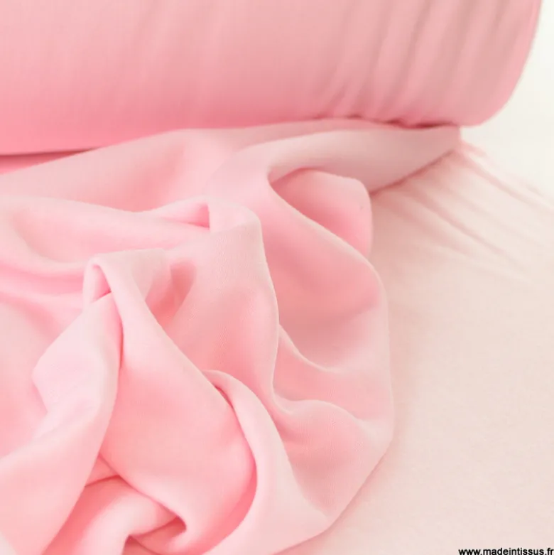 Tissu molleton sweat uni rose clair - OEKO TEX