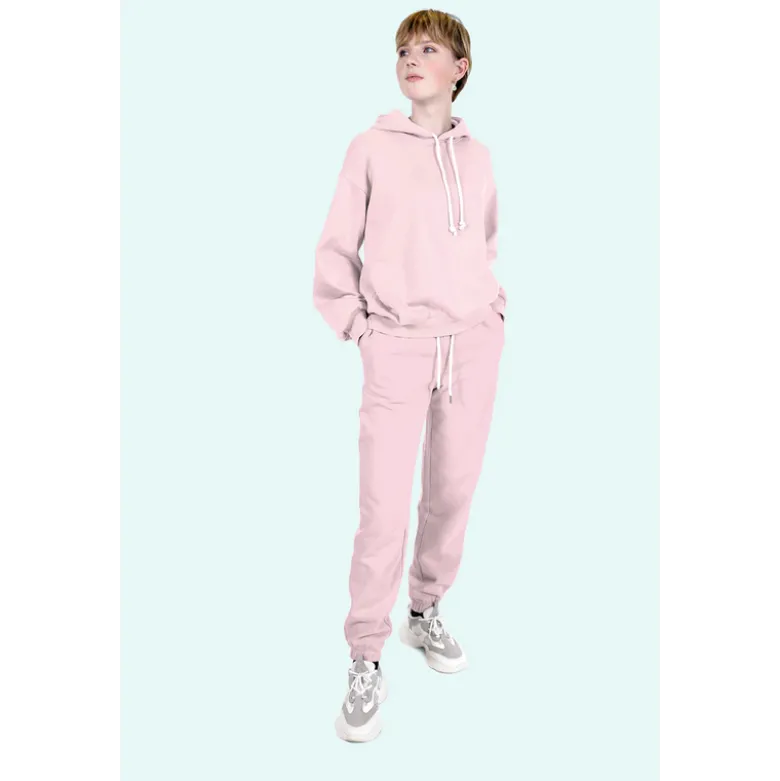 Tissu molleton sweat uni rose clair - OEKO TEX