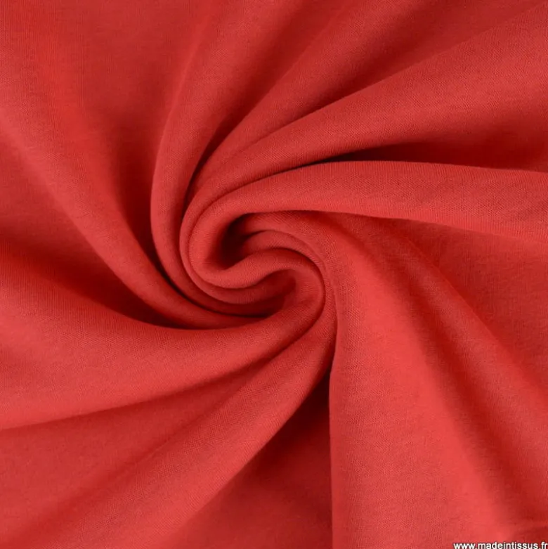Tissu molleton sweat uni rouge - OEKO TEX
