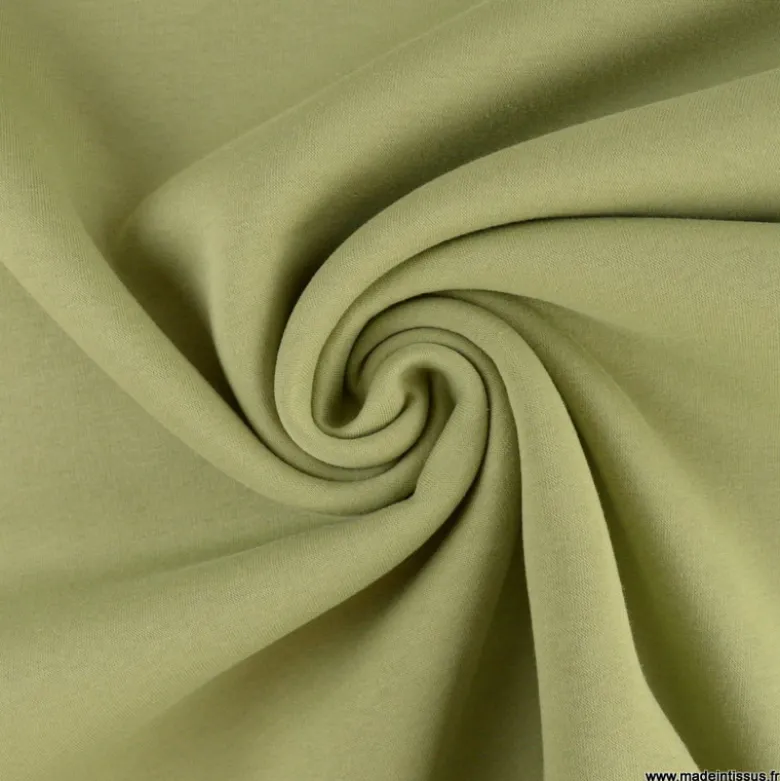 Tissu molleton sweat uni vert tilleul- OEKO TEX