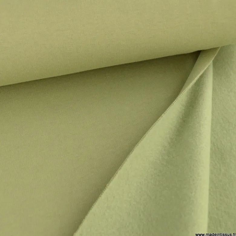 Tissu molleton sweat uni vert tilleul- OEKO TEX