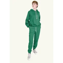 Tissu molleton sweat uni vert - OEKO TEX