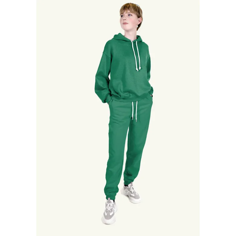 Tissu molleton sweat uni vert - OEKO TEX