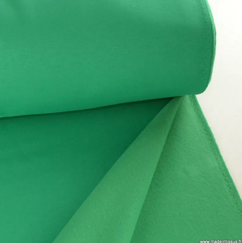 Tissu molleton sweat uni vert - OEKO TEX