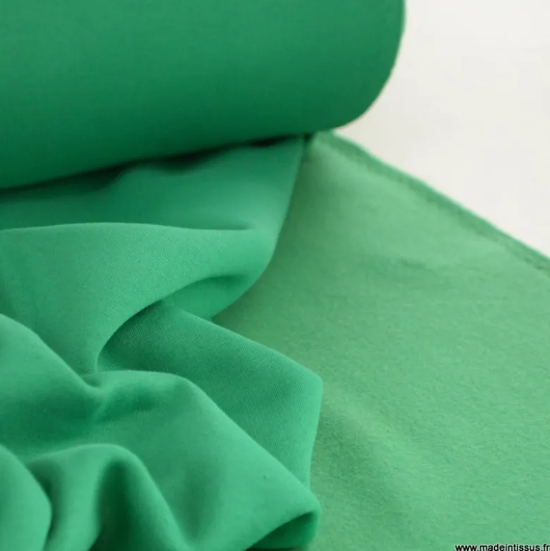 Tissu molleton sweat uni vert - OEKO TEX