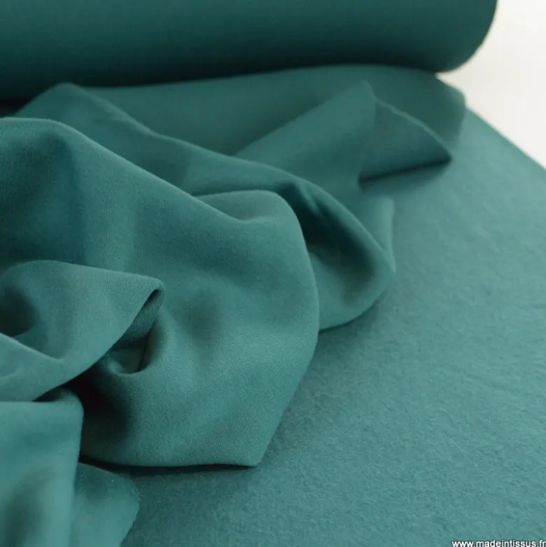 Tissu molleton sweat uni vert canard - OEKO TEX