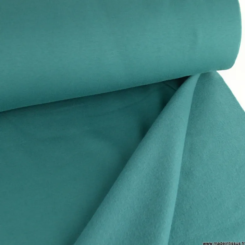 Tissu molleton sweat uni vert canard - OEKO TEX