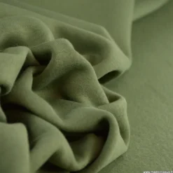 Tissu molleton sweat uni vert kaki clair - OEKO TEX