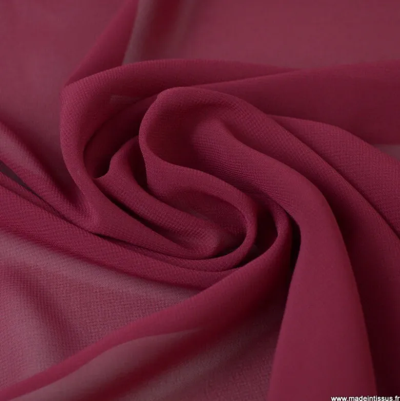 Tissu Mousseline fluide Bordeaux