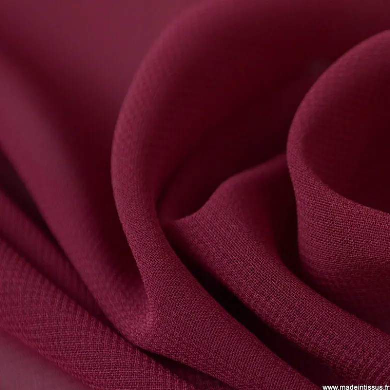 Tissu Mousseline fluide Bordeaux