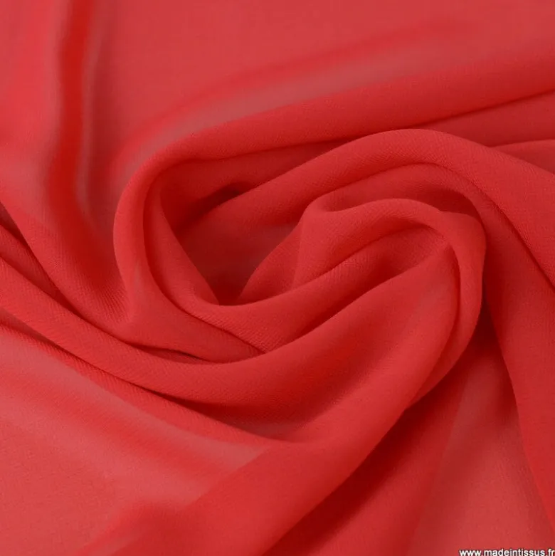 Tissu Mousseline fluide Rouge