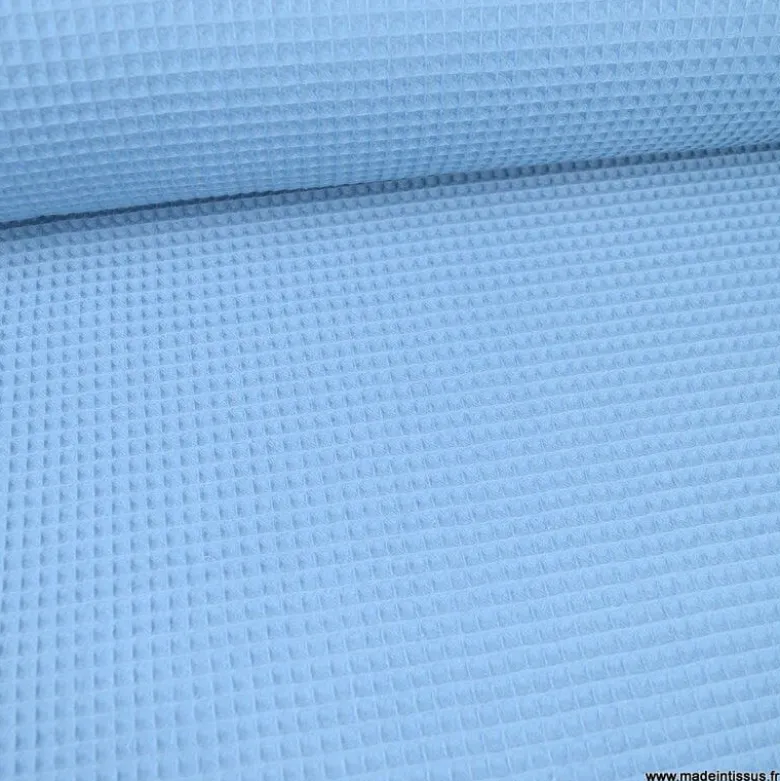 Tissu nid d'abeille Bleu denim - OEKO TEX
