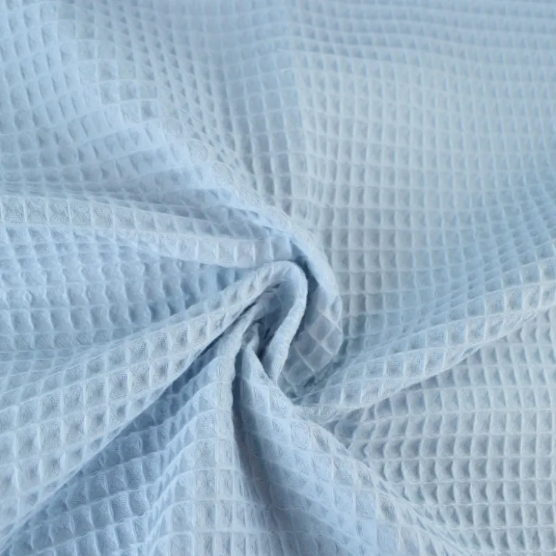 Tissu nid d'abeille bleu Glacier- OEKO TEX