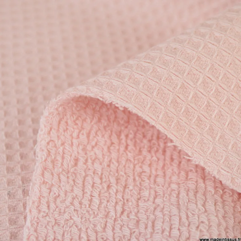 Tissu nid d'abeille et éponge - Rose Blush