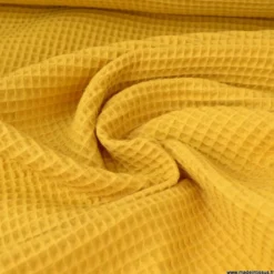 Tissu nid d'abeille Moutarde - OEKO TEX