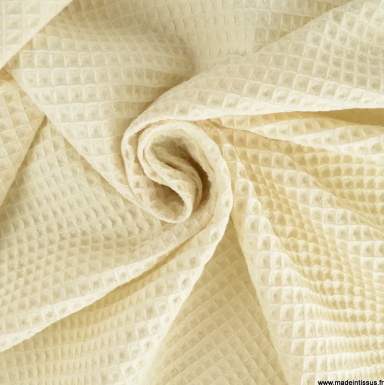 Tissu nid d'abeille Naturel - OEKO TEX