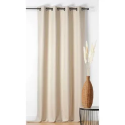 Tissu occultant isolant thermique double face indiana Ecru