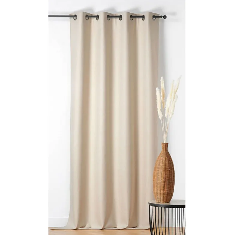 Tissu occultant isolant thermique double face indiana Ecru