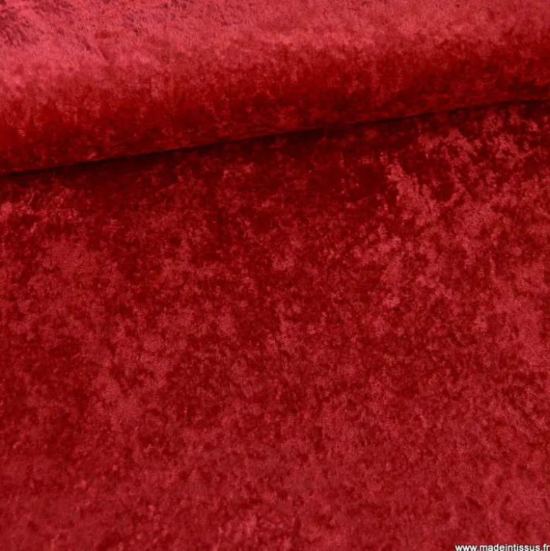 Tissu panne de velours coloris Rouge Hermès