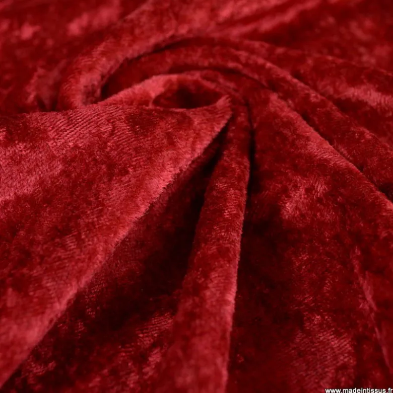 Tissu panne de velours coloris Rouge Hermès