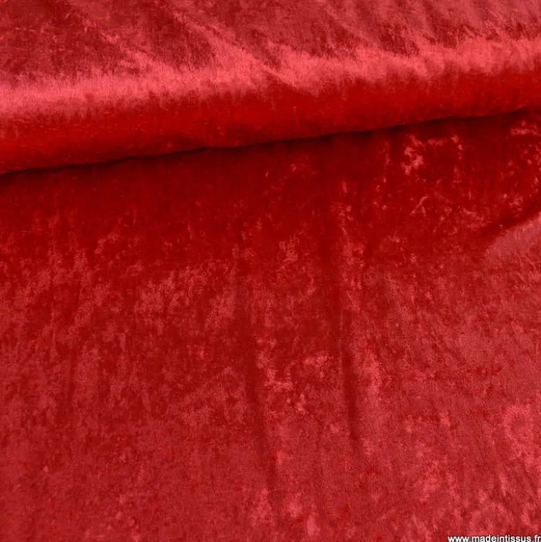 Tissu panne de velours coloris Rouge