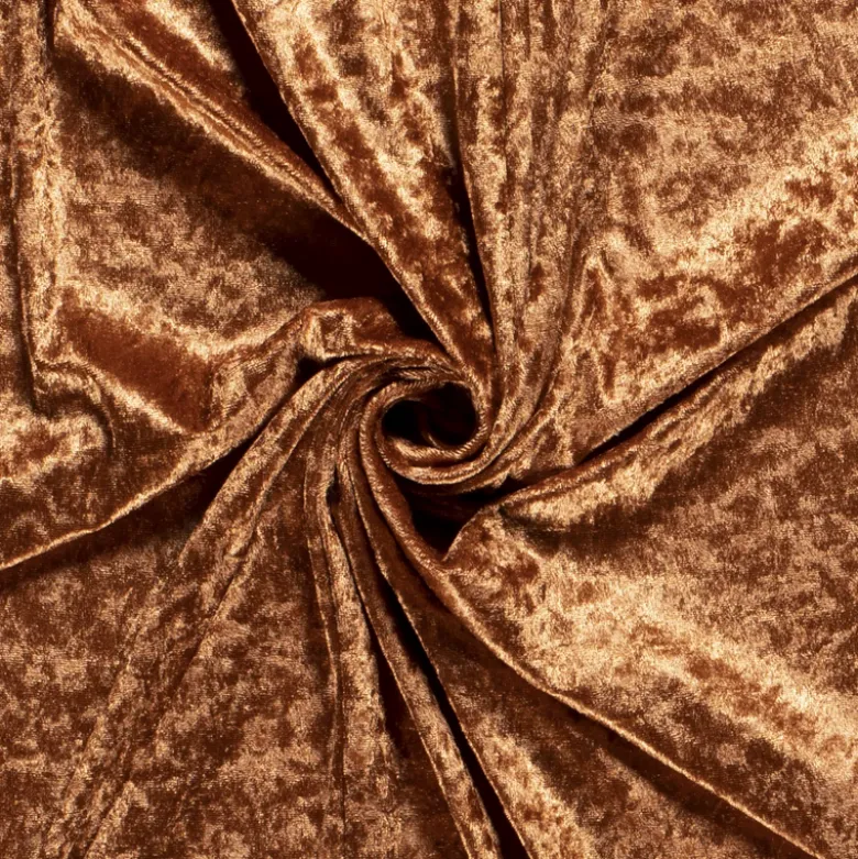 Tissu panne de velours coloris camel