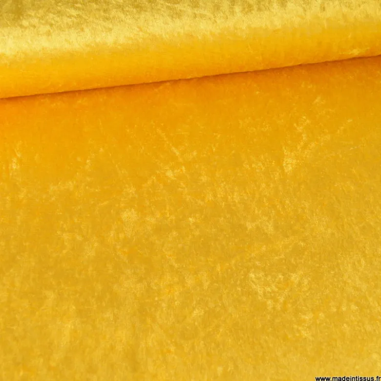 Tissu panne de velours coloris Ocre - jaune