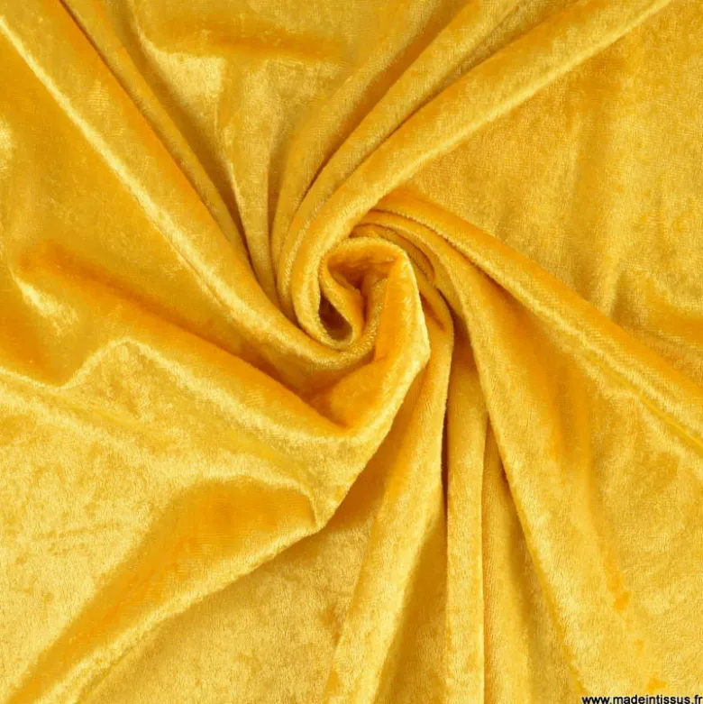 Tissu panne de velours coloris Ocre - jaune
